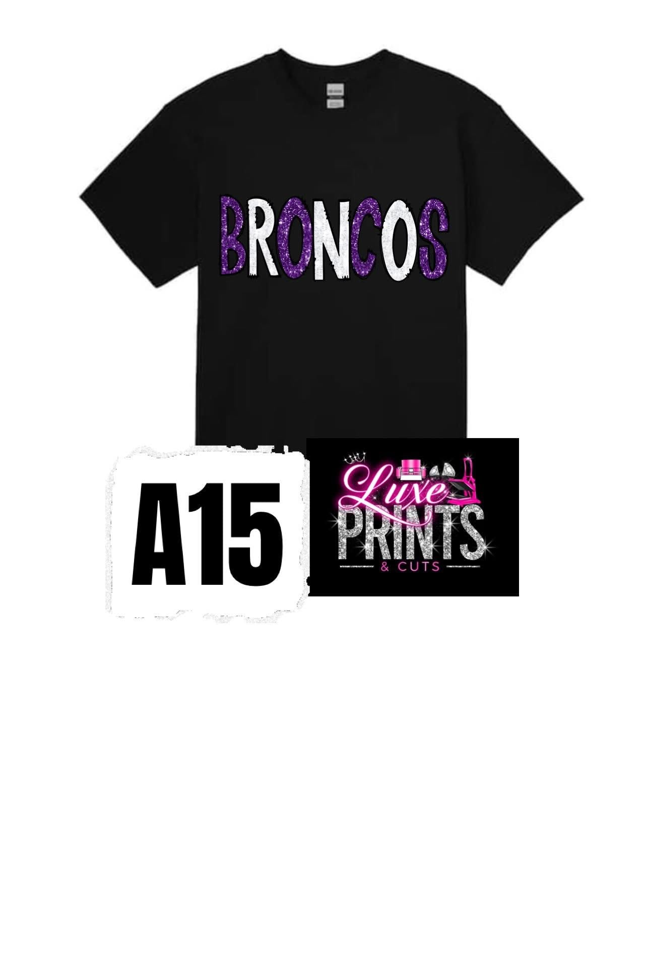 Purple and White Broncos Design