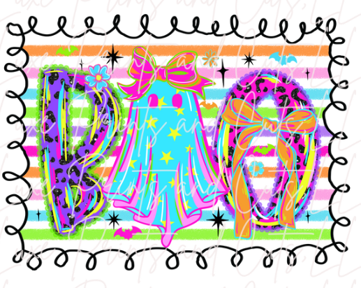 Black Scribble Boo (TRANSFER ONLY)