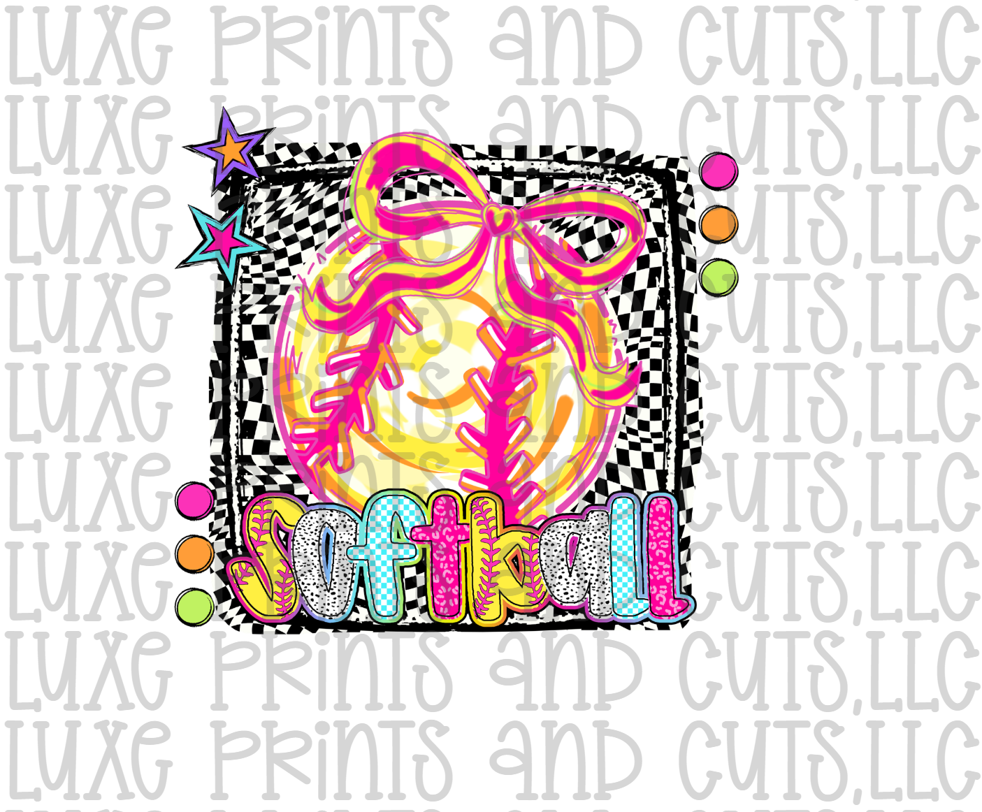 Softball Brushstroke Coquette (TRANSFER ONLY)