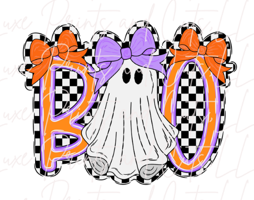 Cute Checkered Boo (TRANSFER ONLY)