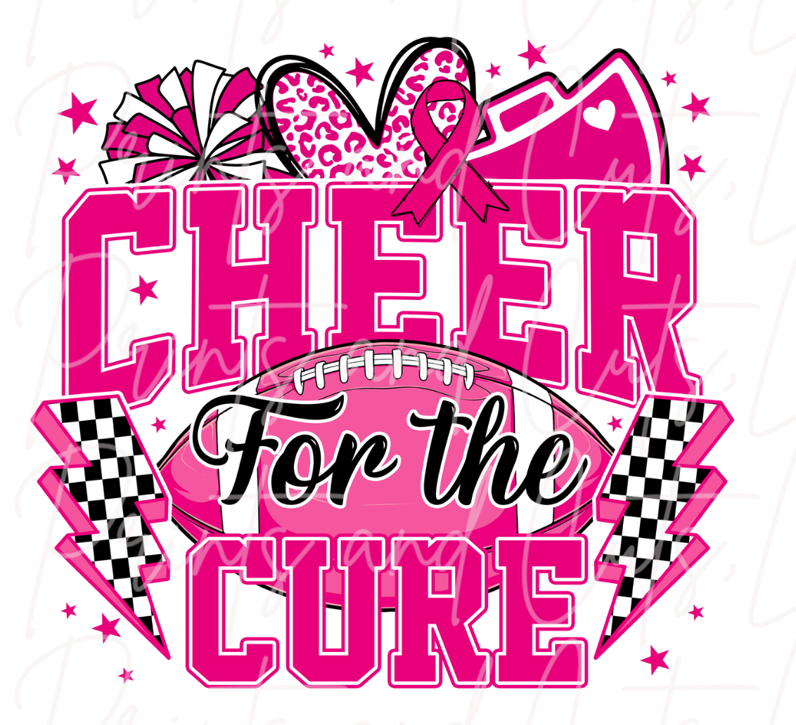 Cheer For The Cure Checkered Lighting Bolts (TRANSFERS ONLY)