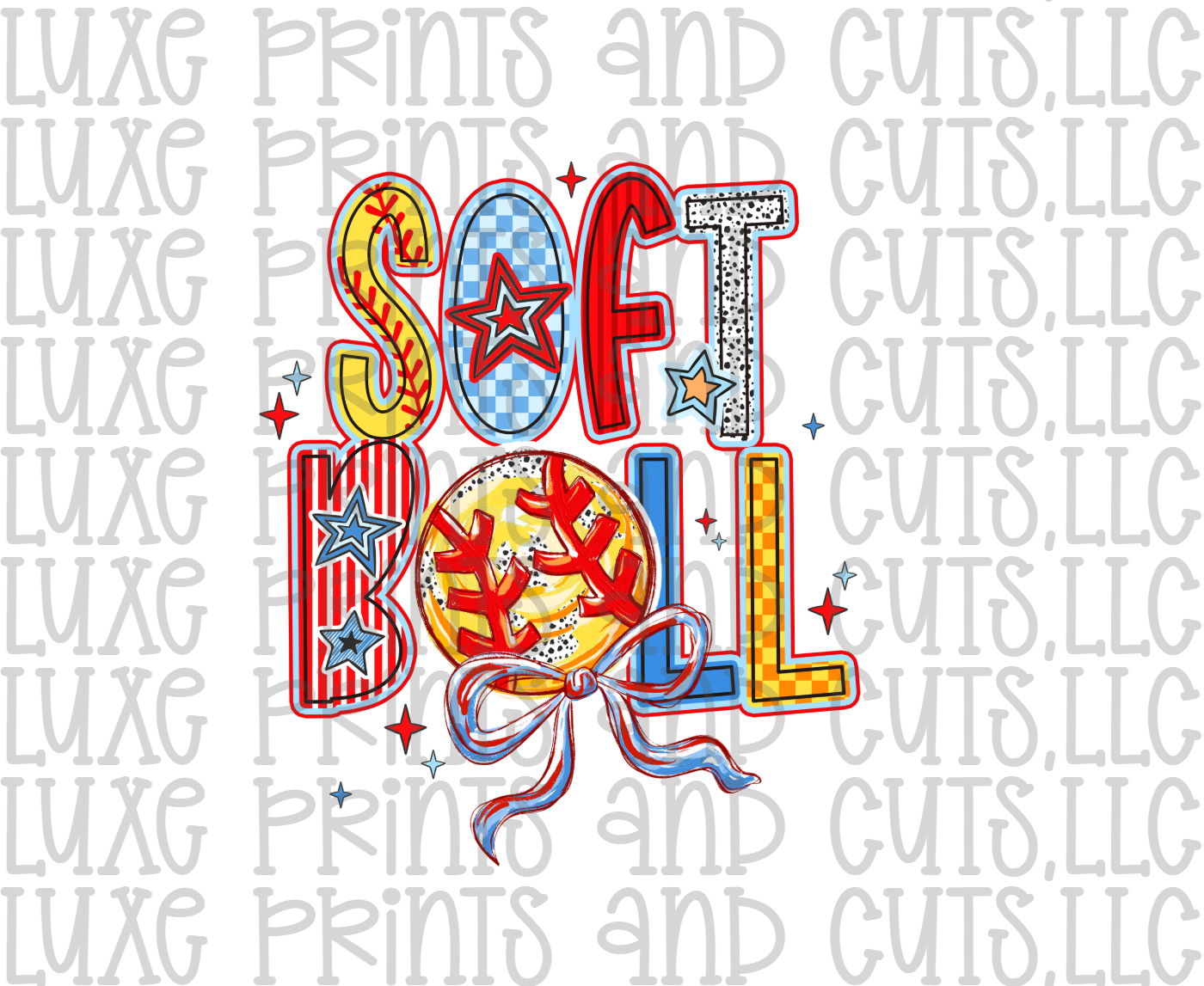 Softball Brushstroke (TRANSFER ONLY)
