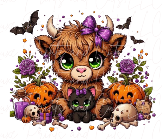Cute Baby Highlands Halloween Cow (TRANSFER ONLY)