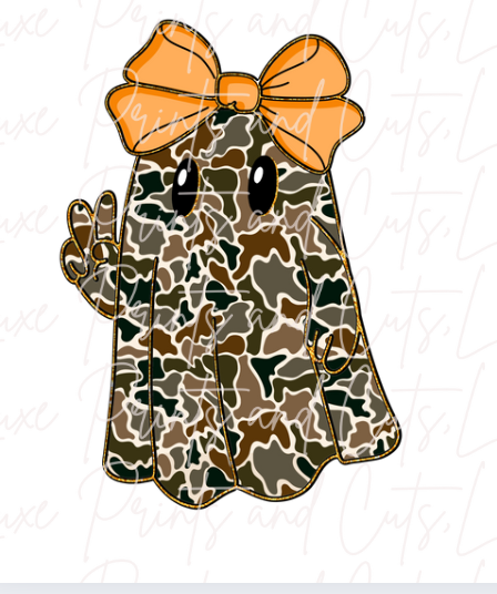 Girl Camo Glitter Ghost Preppy (TRANSFER ONLY)