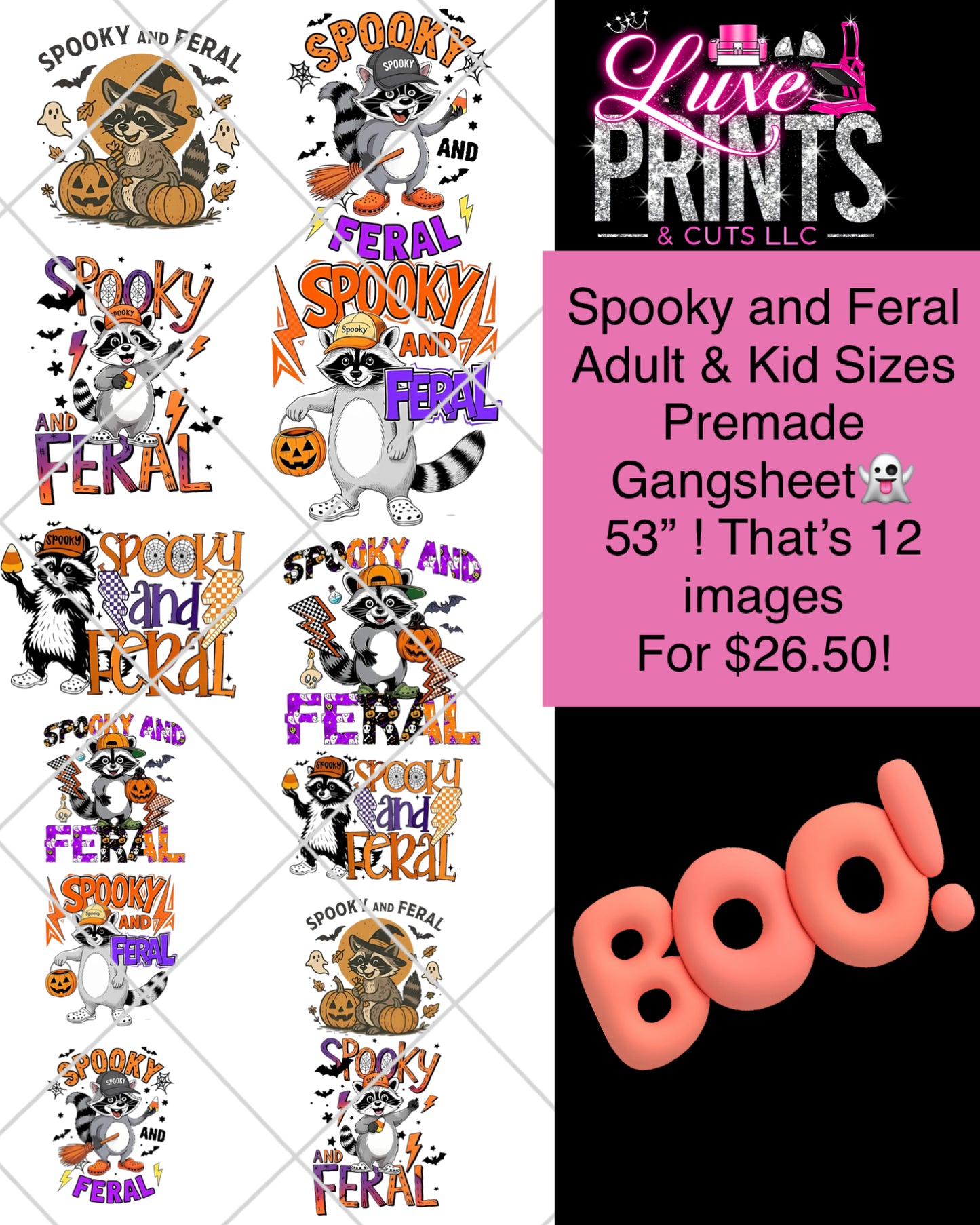 Spooky and Feral premade Gang sheet