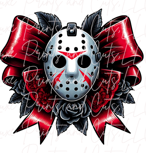 Scary Hockey Mask Bow (TRANSFER ONLY)