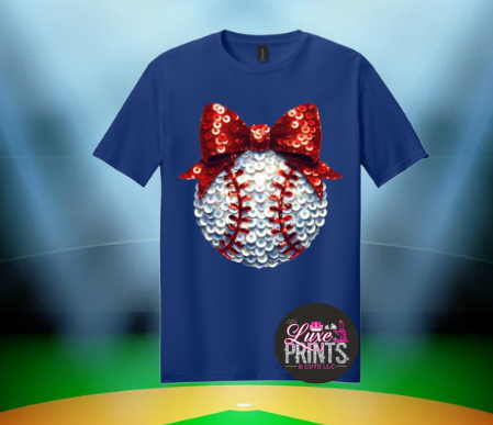 Sequin Baseball with Bow