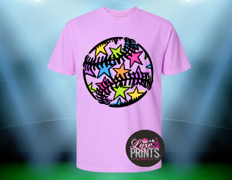 Neon Violet Baseball or softball Star comfort colors