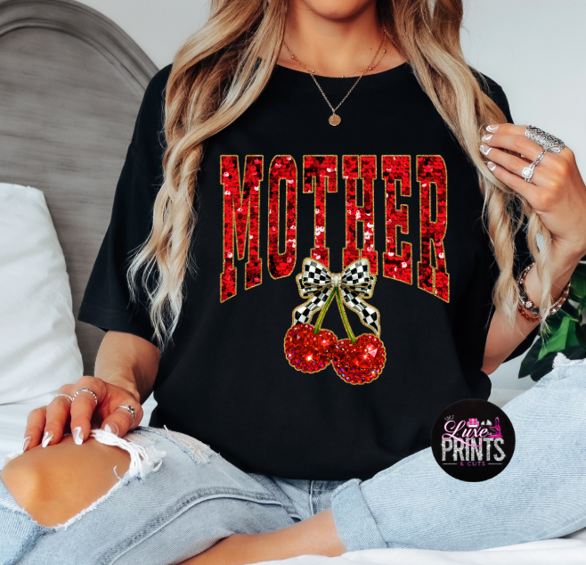 Mother Cherry with Checkered Bow