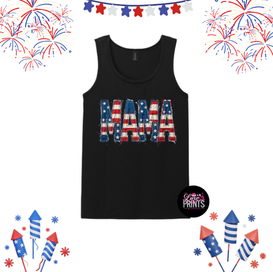 Patriotic Faux Patchwork MAMA