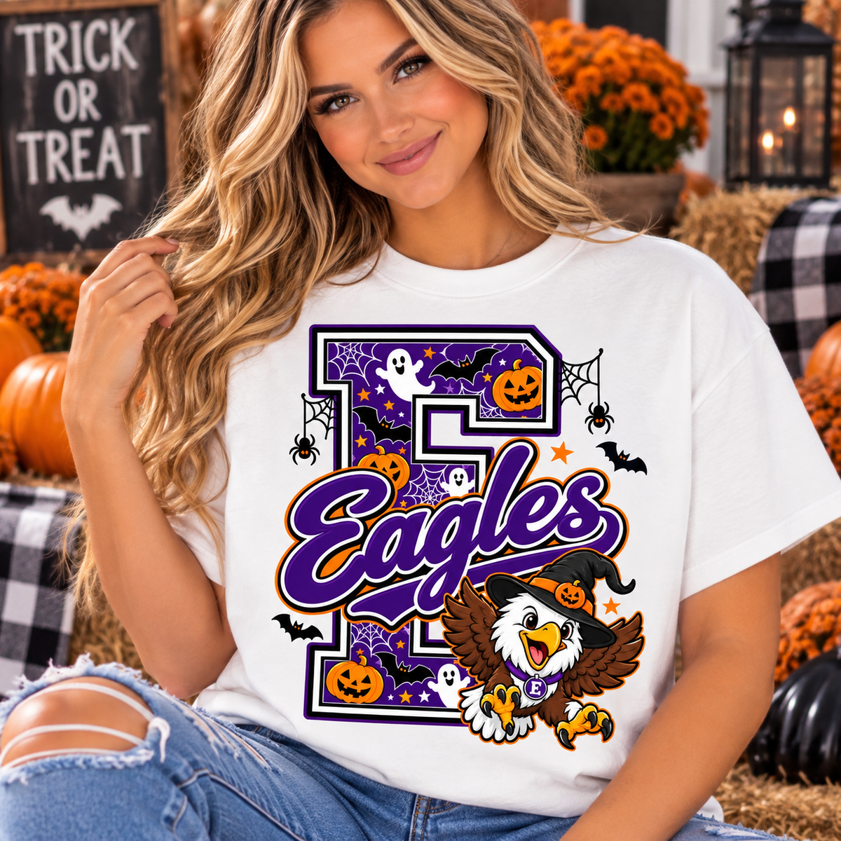 Eagles Halloween E mascot Gildan shirt mockup