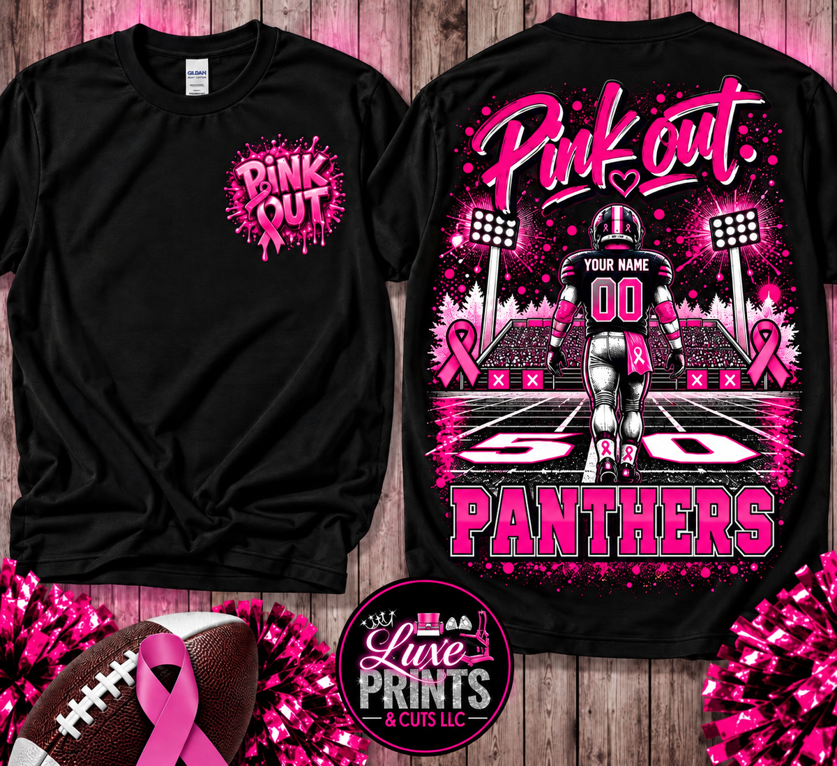 Liberty Panthers Pink Out football shirt