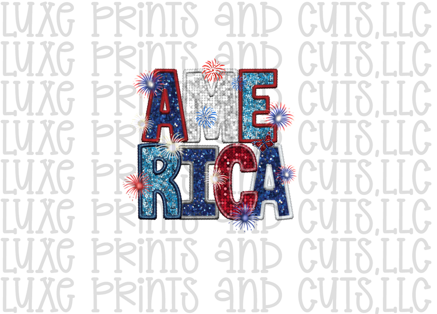 America Glitter Effect (TRANSFER ONLY)