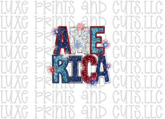 America Glitter Effect (TRANSFER ONLY)