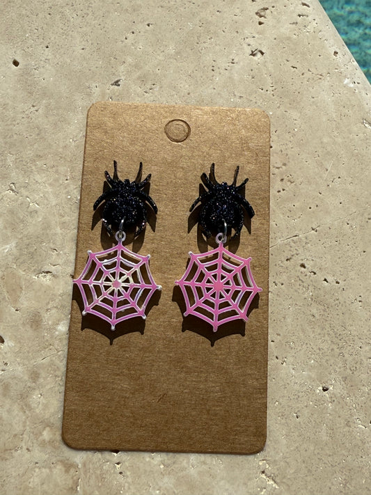 1.75” Glittery Spider and Iridescent spider web