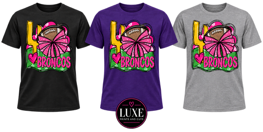 Pink Out Broncos Cheer and Football