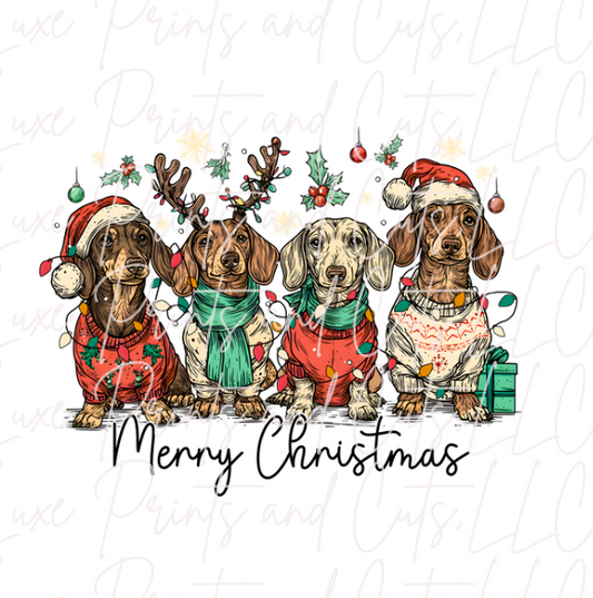 Christmas Dachshund Dogs (TRANSFER ONLY)