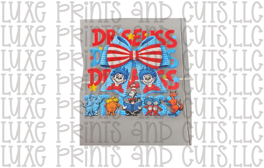 Crochet Effect Dr. Seuss Bow (TRANSFER ONLY) SALE