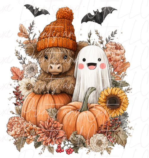 Fall Highlands Cow and Ghost (TRANSFER ONLY)