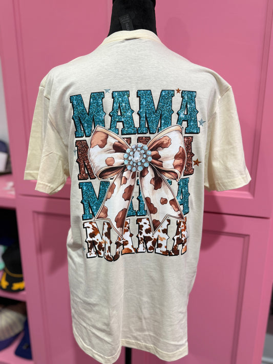 Cow Print Mama Bow Shirt