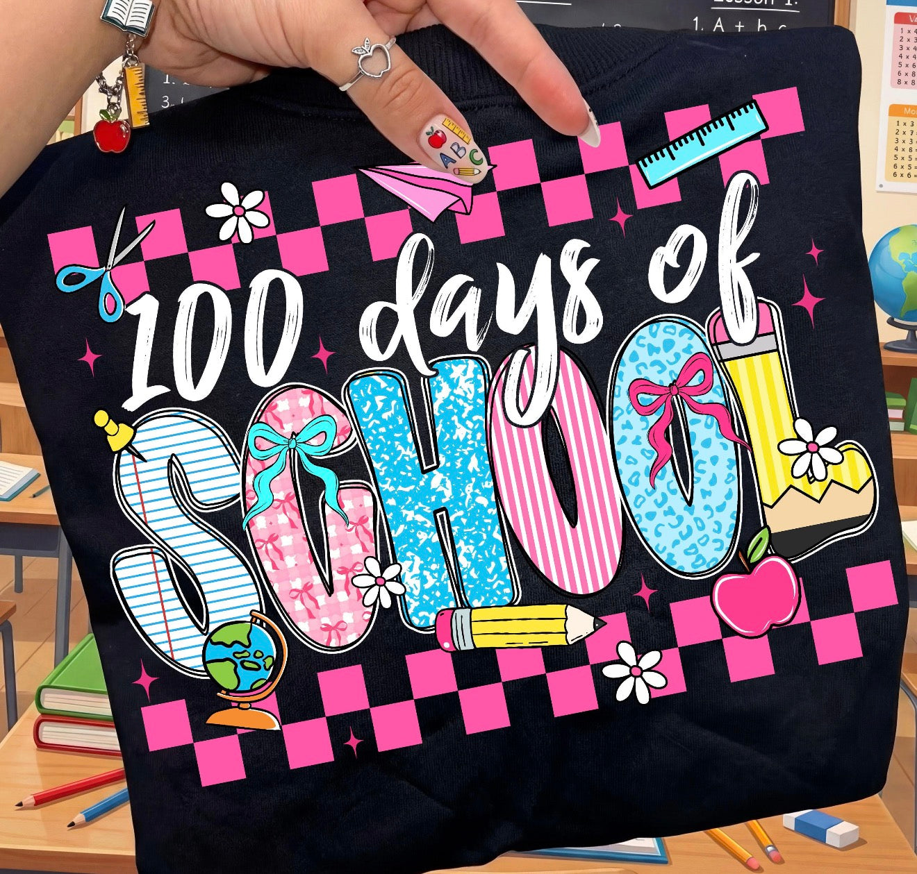 Cute checkered 100 days of school.