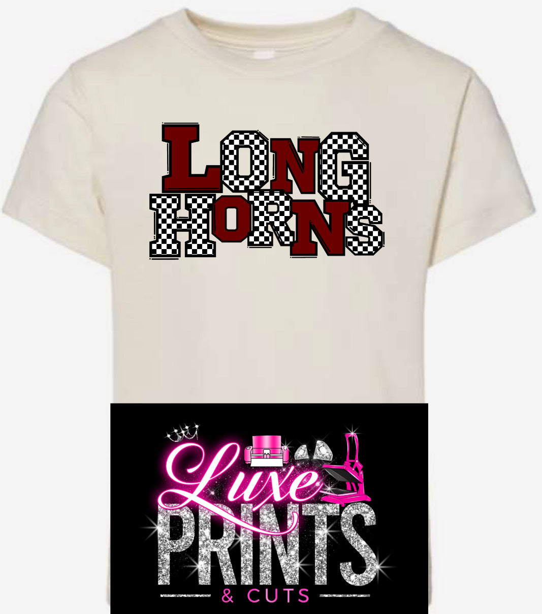 Maroon and Checkered Longhorns