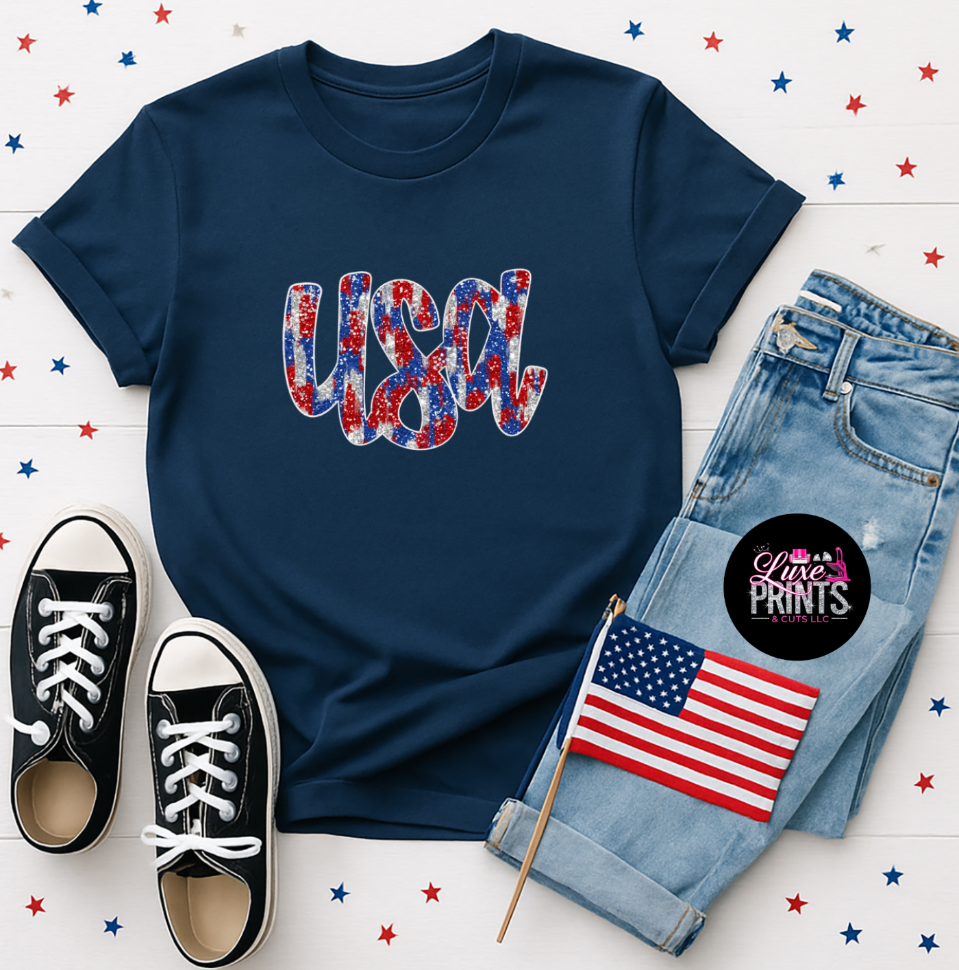 Glitter Effect Cursive USA