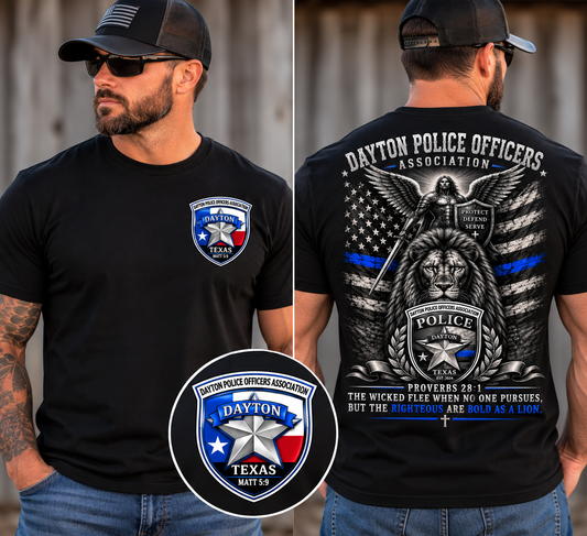 Dayton Police Officers Association Lion Shirt – Black Gildan