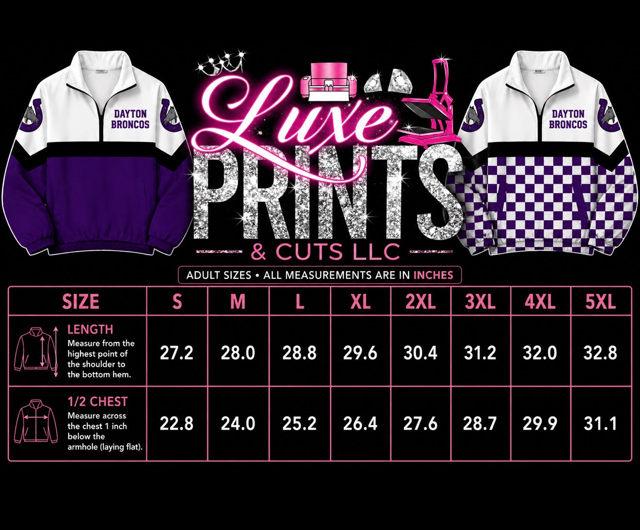 Pre -Order Adult Full Zipper Windbreakers