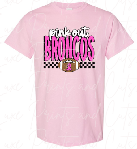 Pink out broncos checkered