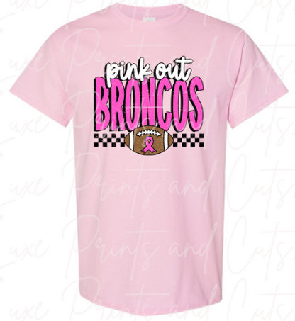 Pink out broncos checkered
