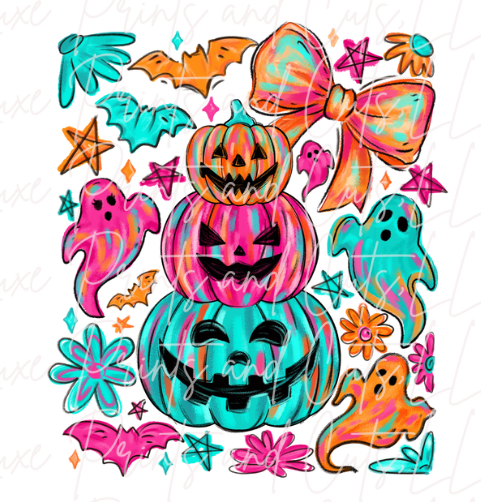 Halloween Bow Preppy Neon (TRANSFER ONLY)