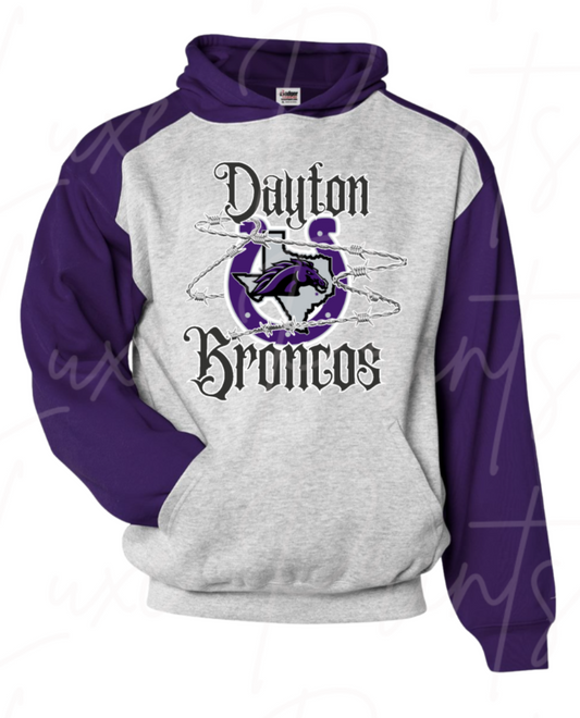 Purple and Grey Hoodie With Bronco Barb Wire