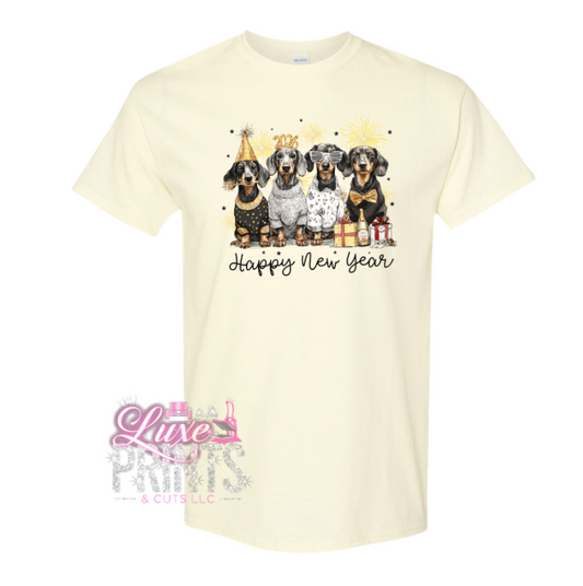 Glitter Happy New Year Dachshund Dog