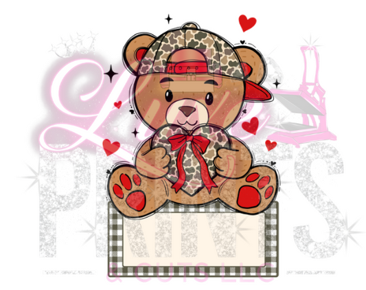 Boy Camo Personalized Valentine Bear (TRANSFER ONLY)