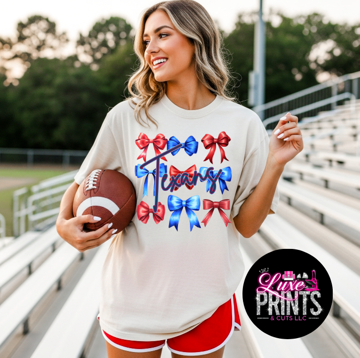 Texans Red and Blue Bow