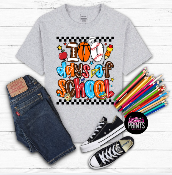 100 Days of School Checkered Design