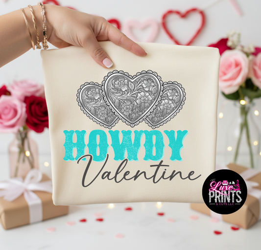 Howdy Valentine 3 Heart Turquoise