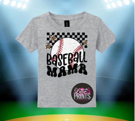Checkered Baseball Mama