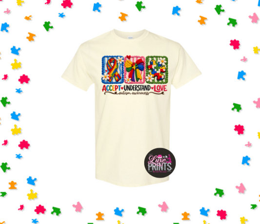 Accept Understand and Love Autism Yarn effect