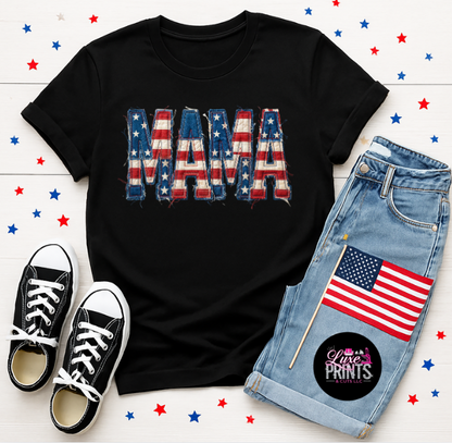 Patriotic Faux Patchwork MAMA