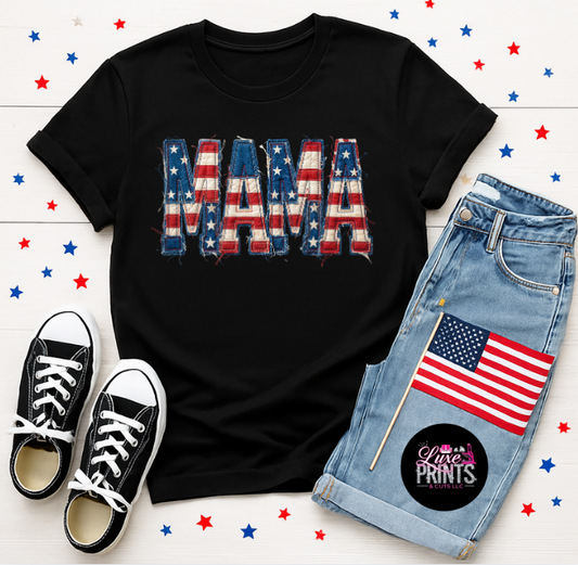 Patriotic Faux Patchwork MAMA