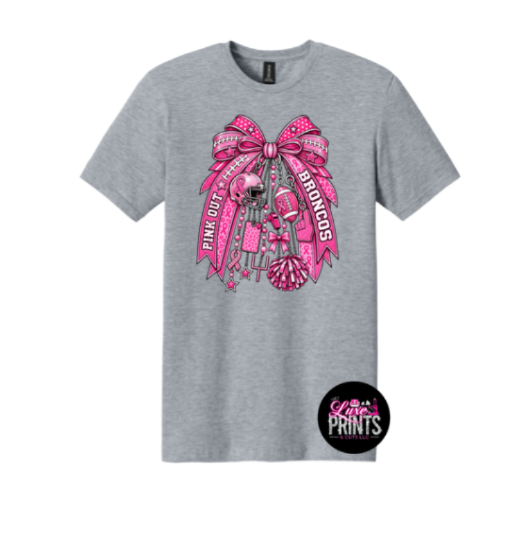 Pink Out Broncos Spirit Bow