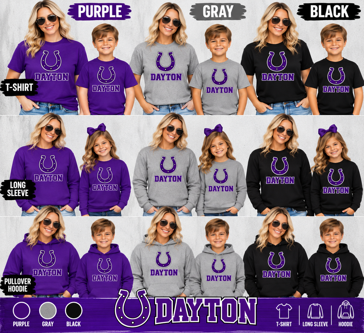 Dayton horseshoe apparel mockups