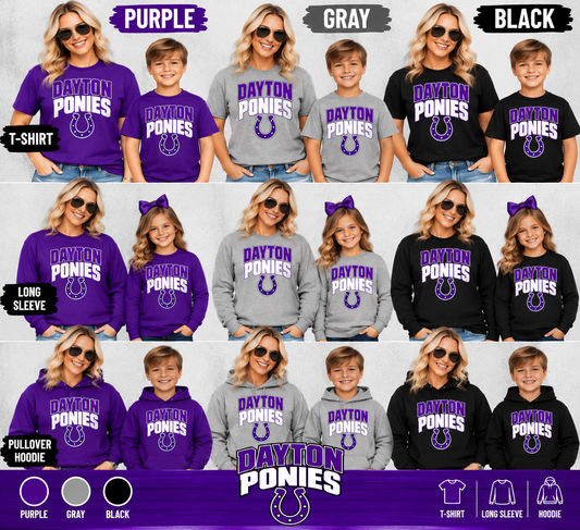 Dayton Ponies stacked horseshoe apparel mockups
