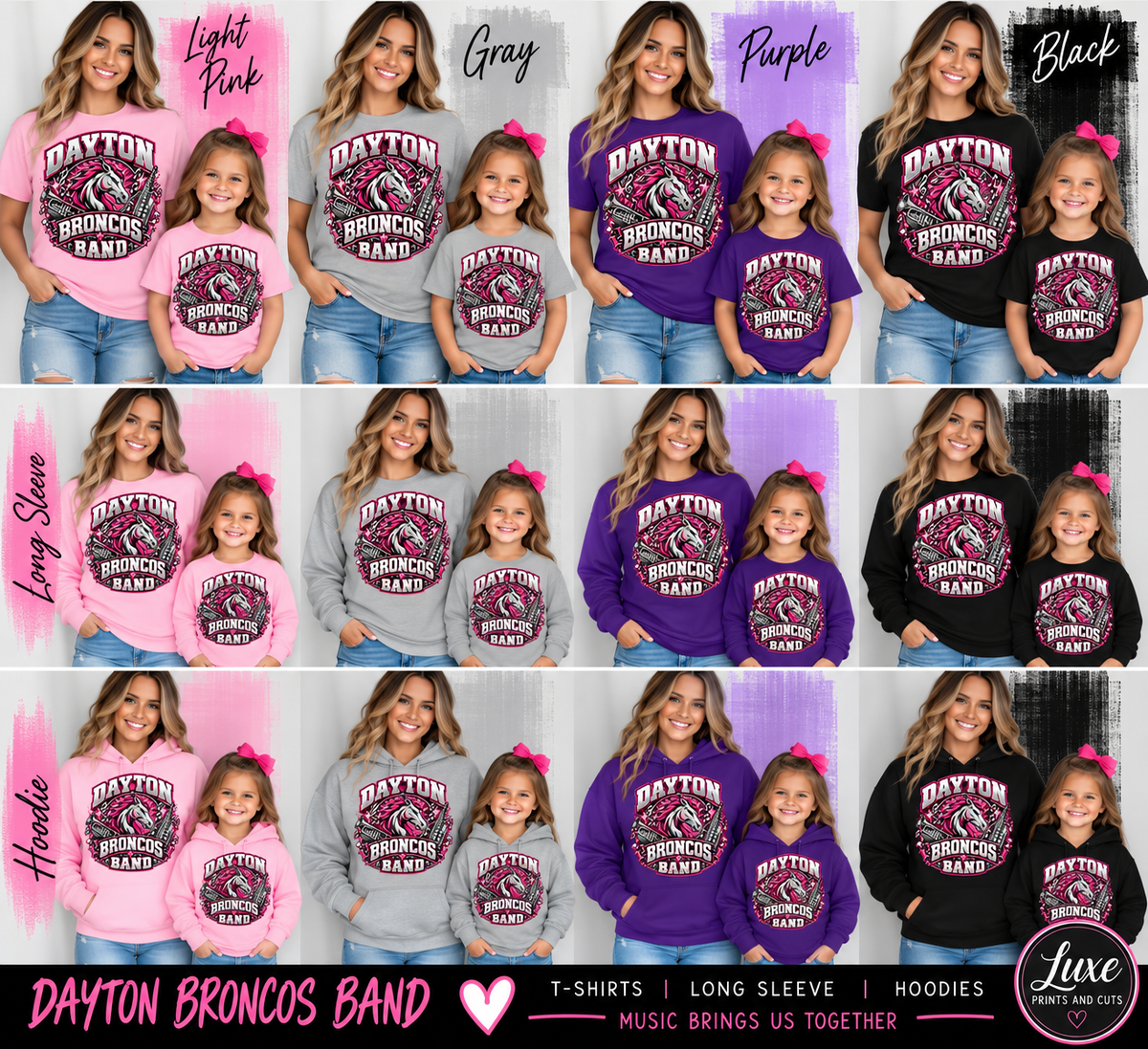 Dayton Broncos Band apparel mockup