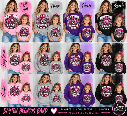 Dayton Broncos Band apparel mockup