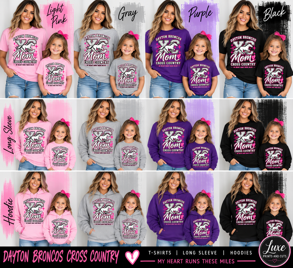 Dayton Broncos XC Mom shirts, long sleeves, and hoodies