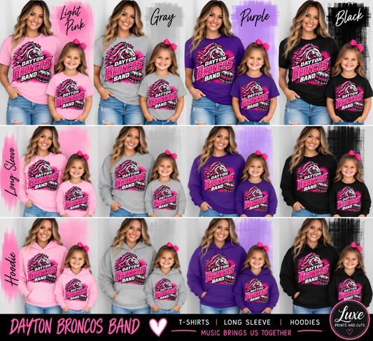 Dayton Broncos Band pink bronco drum apparel mockup