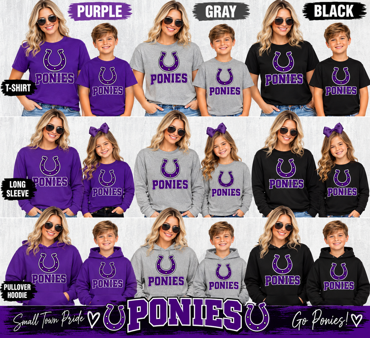 Ponies horseshoe apparel mockups